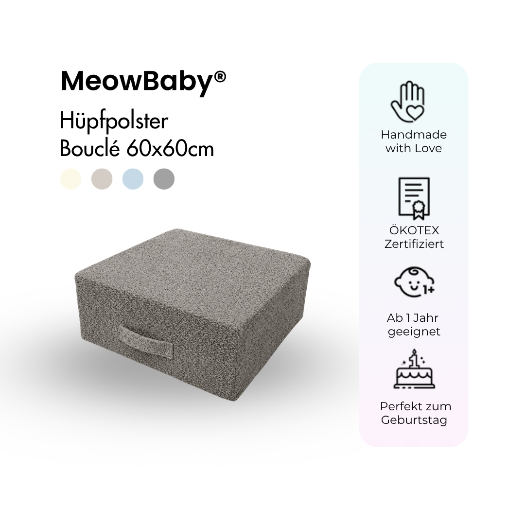 MeowBaby Hüpfpolster Bouclé - 60x60cm