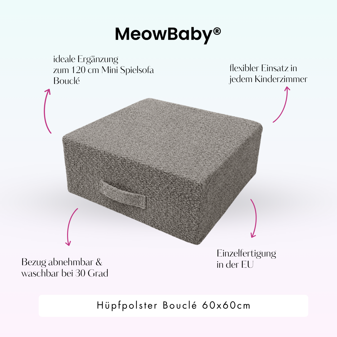 MeowBaby Hüpfpolster Bouclé - 60x60cm