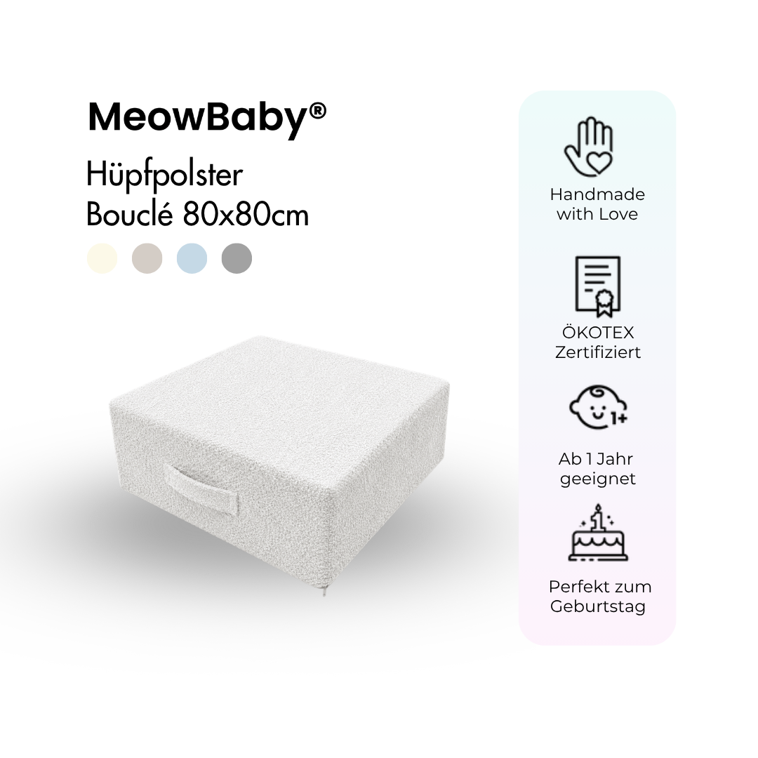 MeowBaby Hüpfpolster Bouclé - 80x80cm