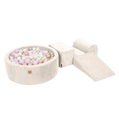 Design4Kids Schaumspielset Jewel Cord mit Bällebad und 200 Bällen Almond Beige