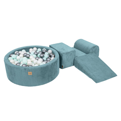 Design4Kids Schaumspielset Jewel Cord mit Bällebad und 200 Bällen Ocean Blue