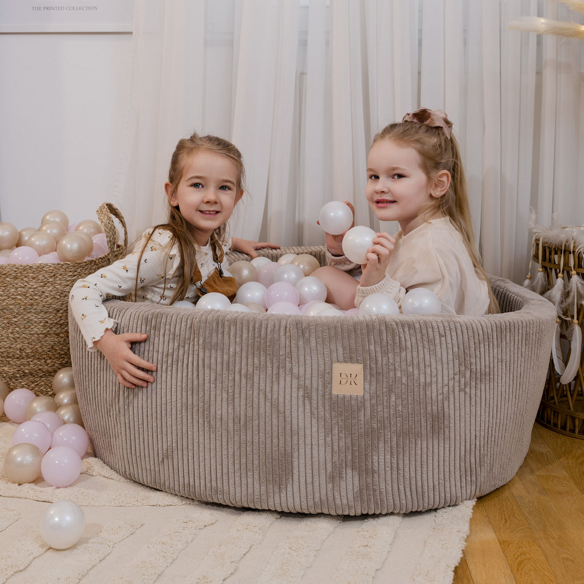Design4Kids Bällebad Jewel 90x30cm Cord mit 200 Bällen - eigene Farbauswahl Hazelnut Taupe