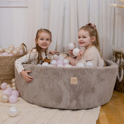 Design4Kids Bällebad Jewel 90x30cm Cord mit 200 Bällen - eigene Farbauswahl Hazelnut Taupe