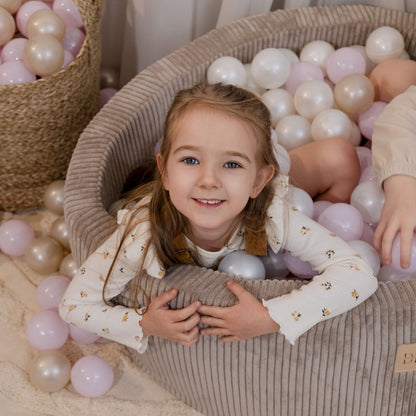 Design4Kids Bällebad Jewel 90x30cm Cord mit 200 Bällen - eigene Farbauswahl Hazelnut Taupe