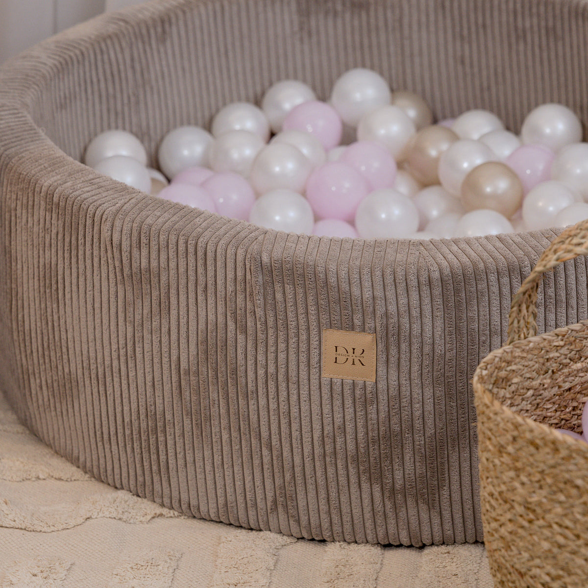 Design4Kids Bällebad Jewel 90x30cm Cord mit 200 Bällen - eigene Farbauswahl Hazelnut Taupe