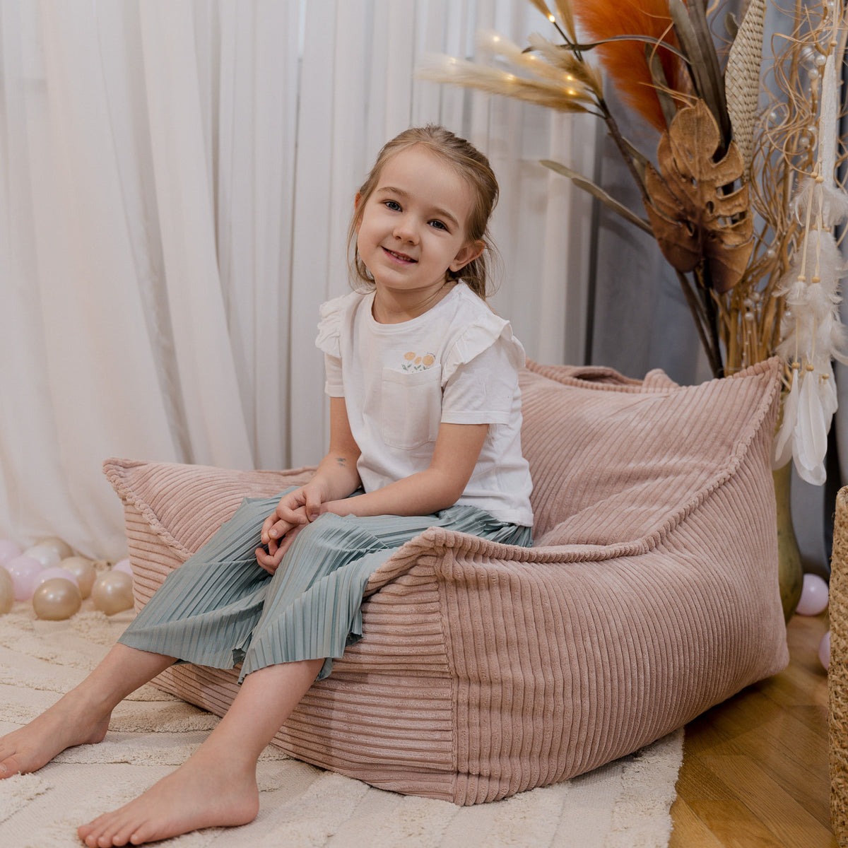 Design4Kids Kindersessel Jewel Cord eckig Blushed Rose