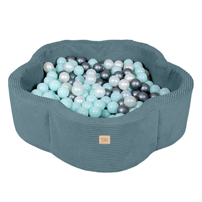 Design4Kids Bällebad Blume Jewel Cord mit Spielmatte, 200 Bälle - eigene Farbauswahl