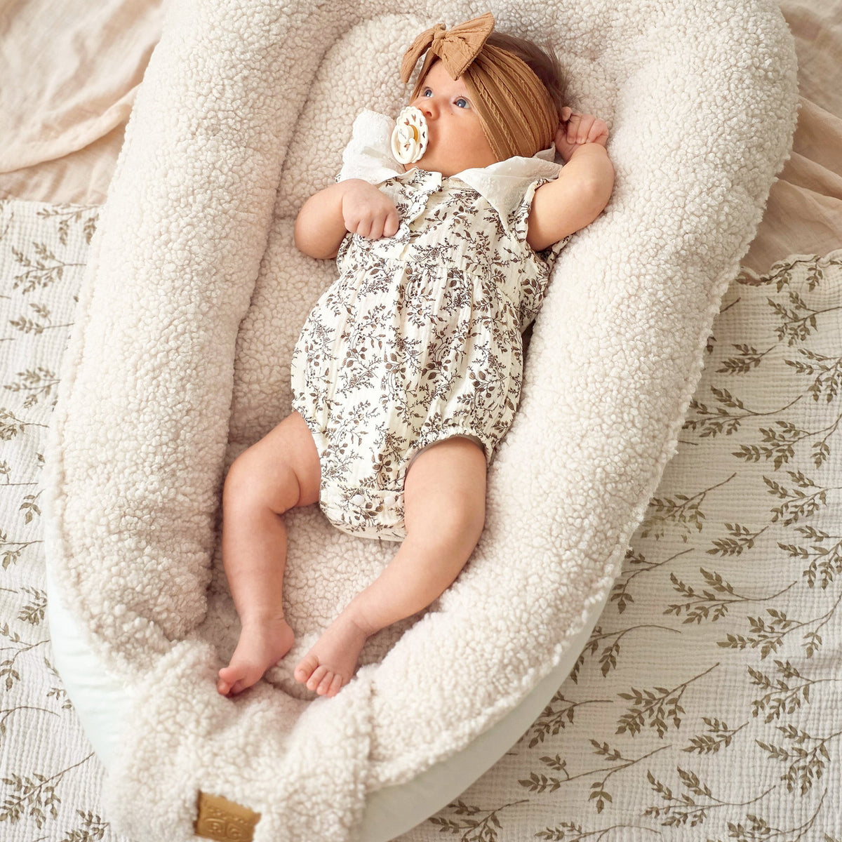 MeowBaby Babynestchen für Neugeborene Bearly – Beige/Creme