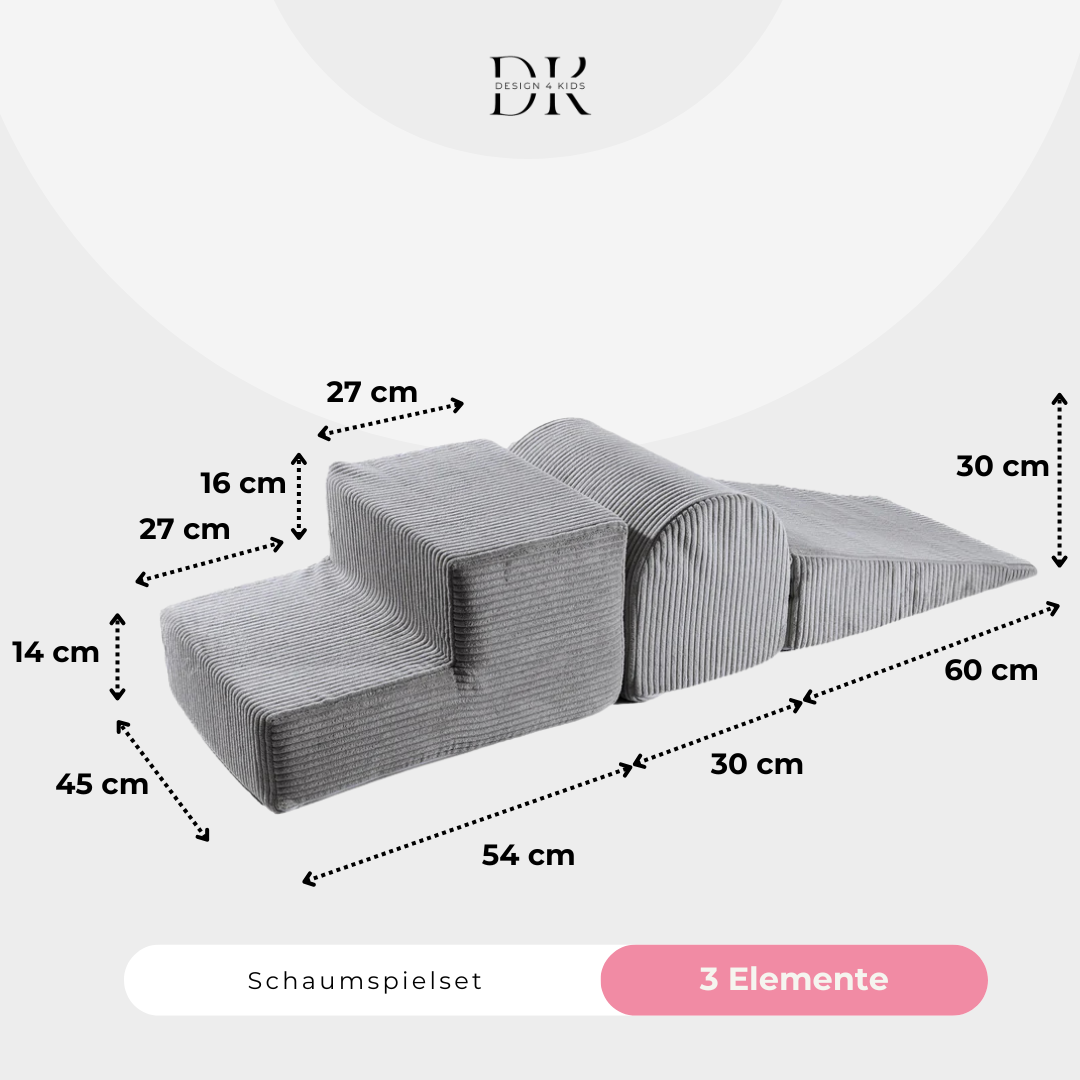 Design4Kids Schaumspielset Jewel Cord mit Bällebad und 200 Bällen Marble Grey