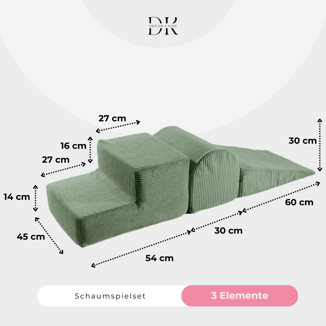 Design4Kids Schaumspielset Jewel Cord mit Bällebad und 200 Bällen Classic Olive
