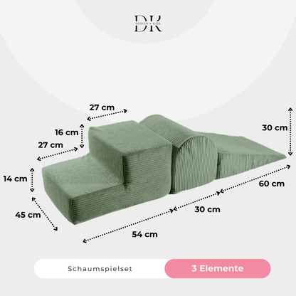 Design4Kids Schaumspielset Jewel Cord mit Bällebad und 200 Bällen Classic Olive