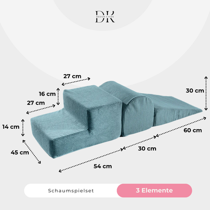 Design4Kids Schaumspielset Jewel Cord mit Bällebad und 200 Bällen Ocean Blue