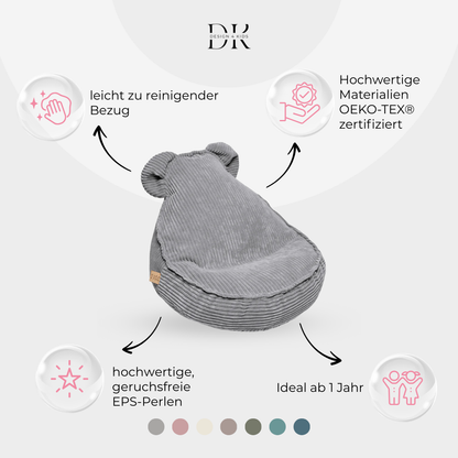 Design4Kids Kinder-Sitzsack Jewel Cord im Bär-Design
