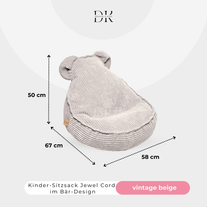 Design4Kids Kinder-Sitzsack Jewel Cord im Bär-Design