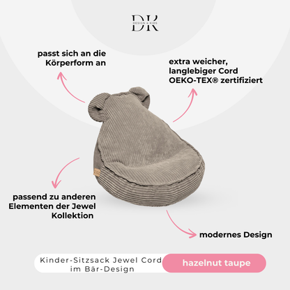 Design4Kids Kinder-Sitzsack Jewel Cord im Bär-Design