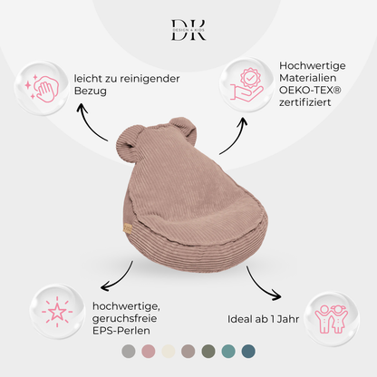 Design4Kids Kinder-Sitzsack Jewel Cord im Bär-Design