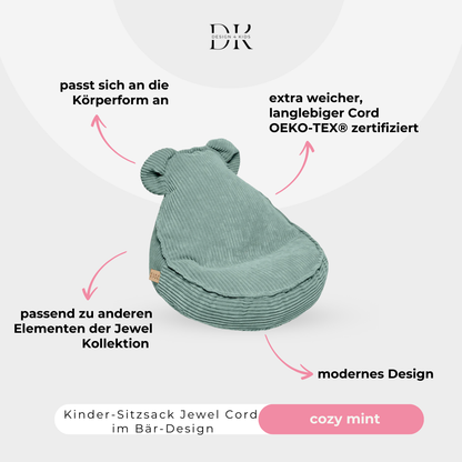 Design4Kids Kinder-Sitzsack Jewel Cord im Bär-Design
