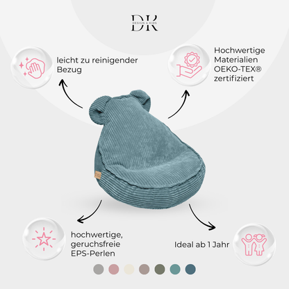 Design4Kids Kinder-Sitzsack Jewel Cord im Bär-Design