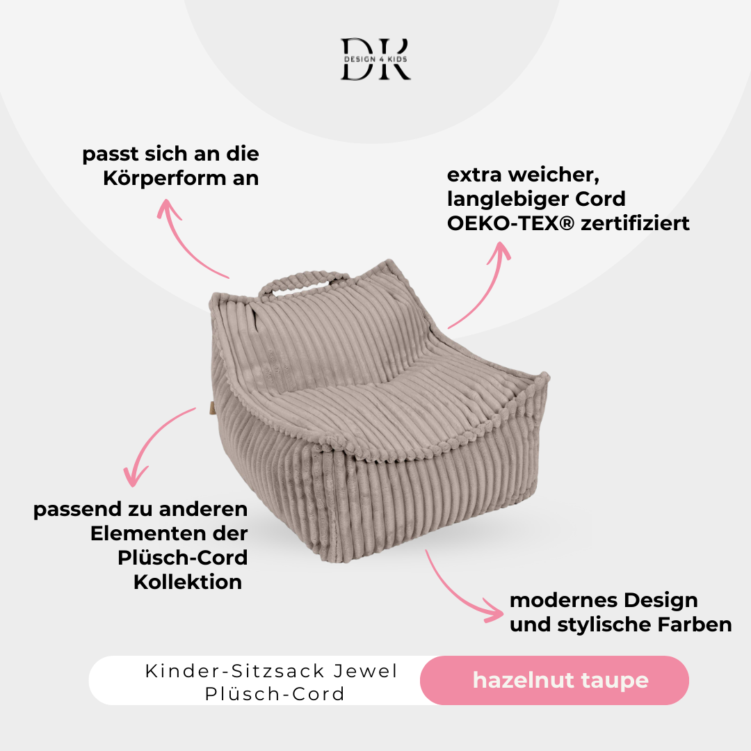 Design4Kids Kindersessel Jewel Plüsch-Cord eckig