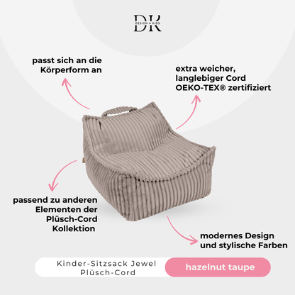 Design4Kids Kindersessel Jewel Plüsch-Cord eckig