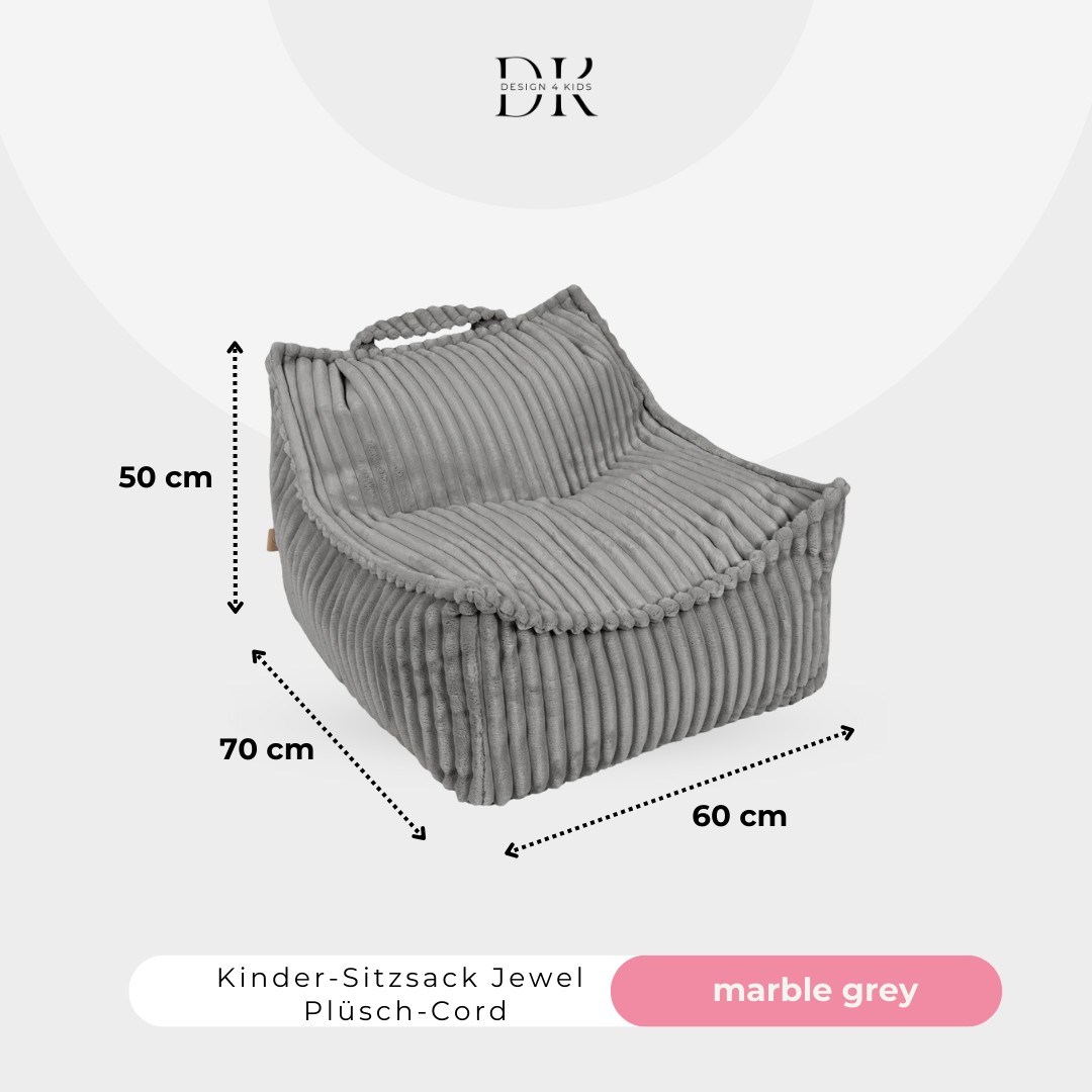 Design4Kids Kindersessel Jewel Plüsch-Cord eckig