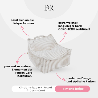 Design4Kids Kindersessel Jewel Plüsch-Cord eckig