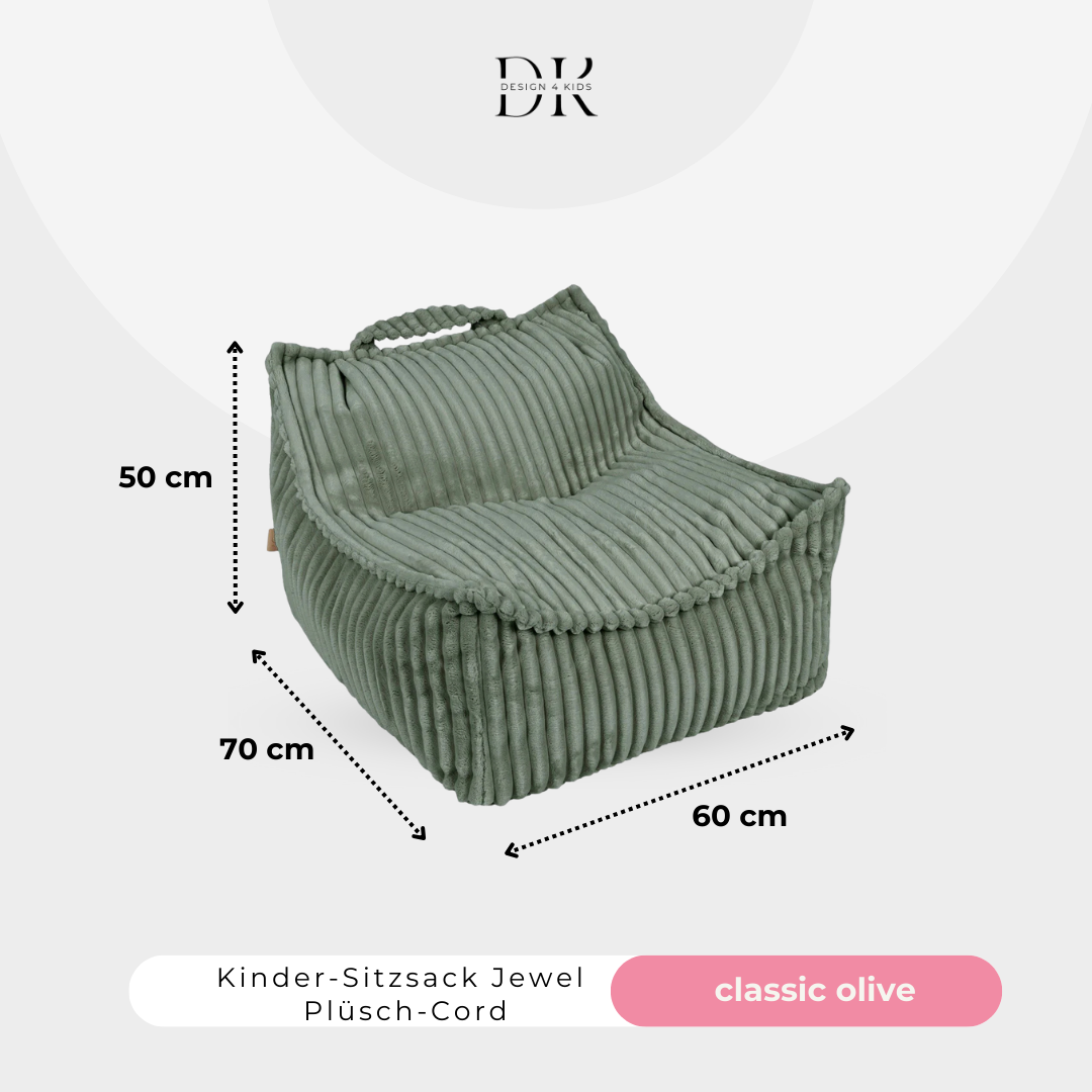 Design4Kids Kindersessel Jewel Plüsch-Cord eckig