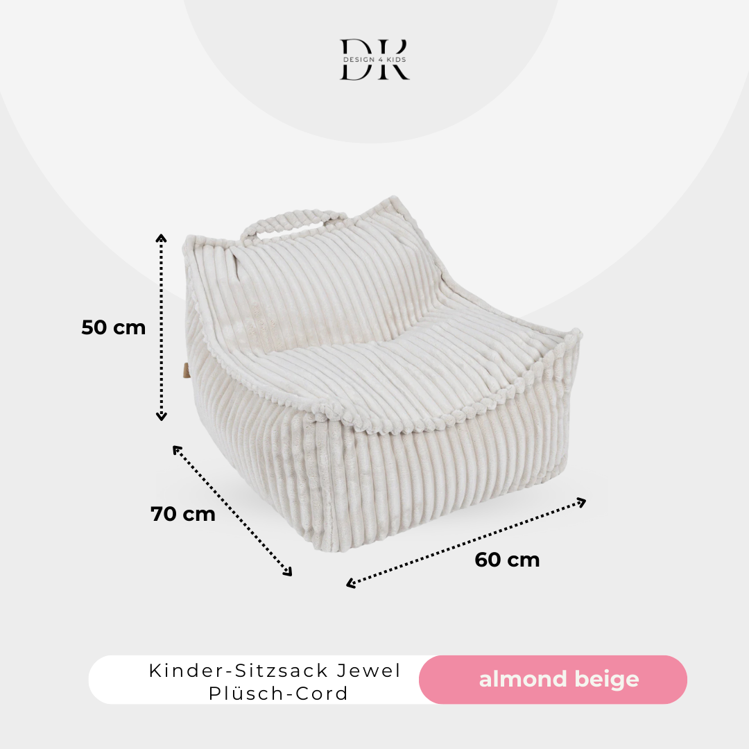 Design4Kids Kindersessel Jewel Plüsch-Cord eckig