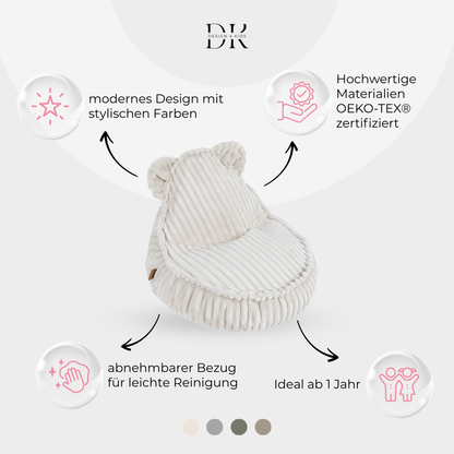 Design4Kids Kindersessel Jewel Plüsch-Cord im Bär-Design