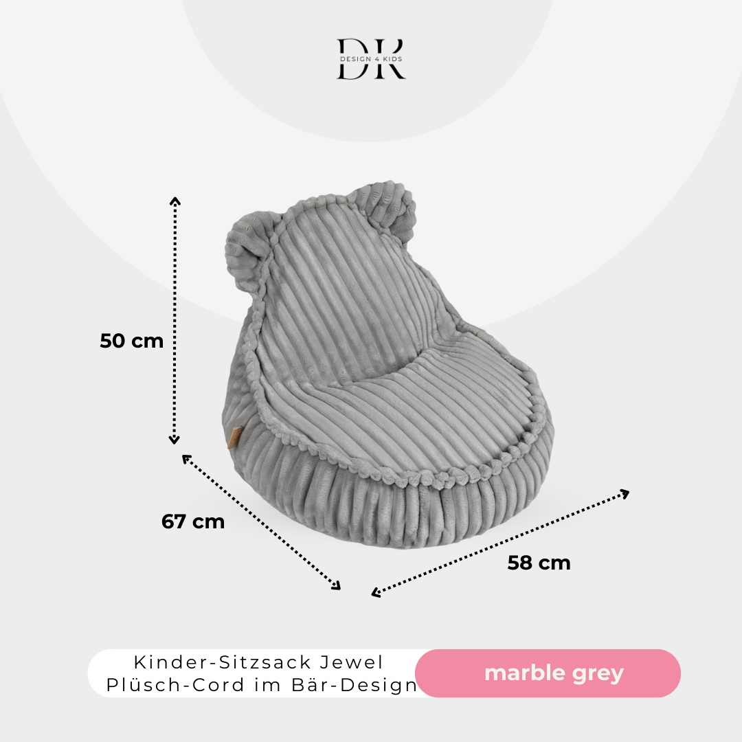 Design4Kids Kindersessel Jewel Plüsch-Cord im Bär-Design
