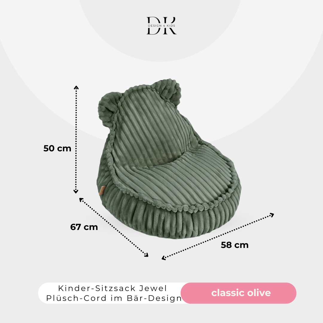 Design4Kids Kindersessel Jewel Plüsch-Cord im Bär-Design
