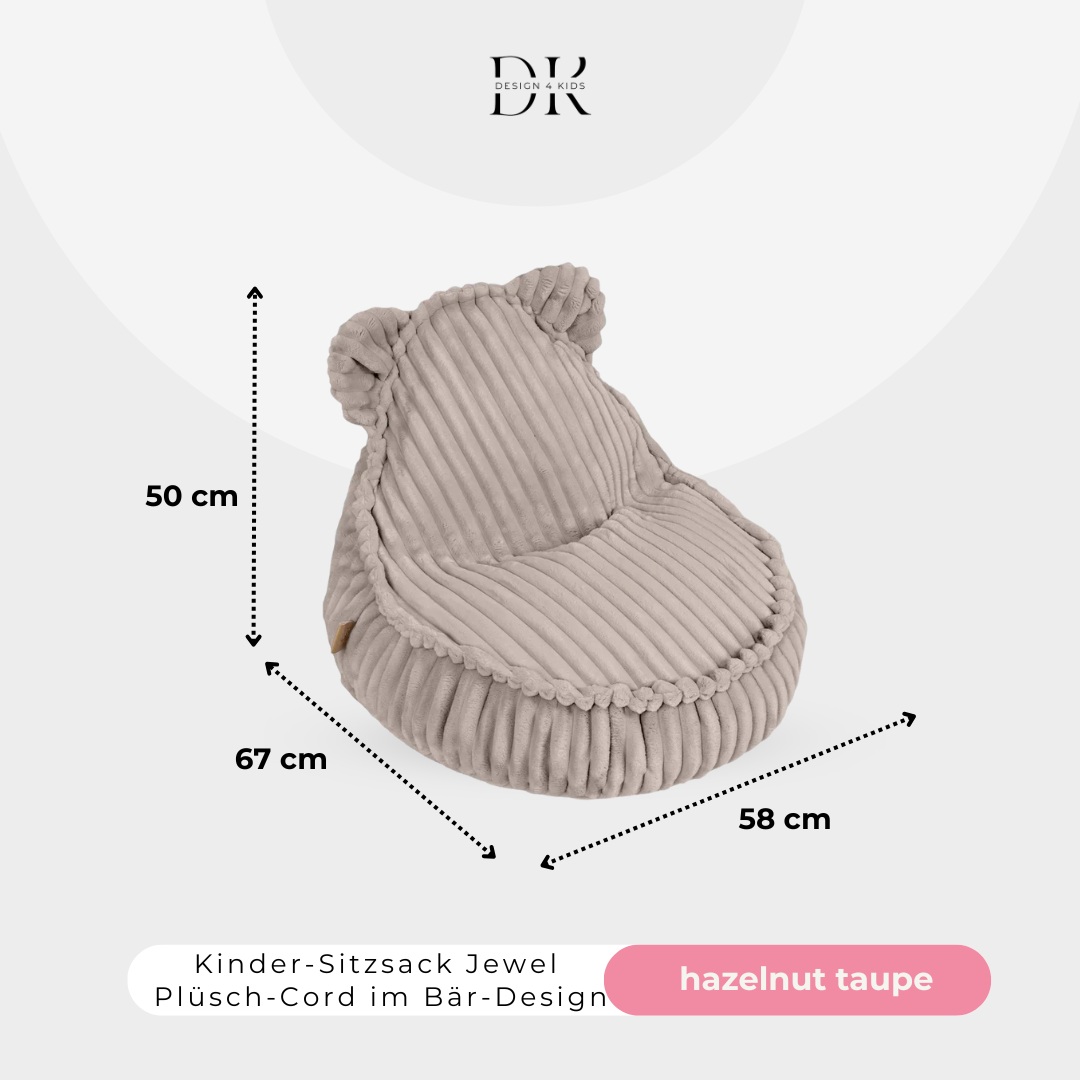Design4Kids Kindersessel Jewel Plüsch-Cord im Bär-Design