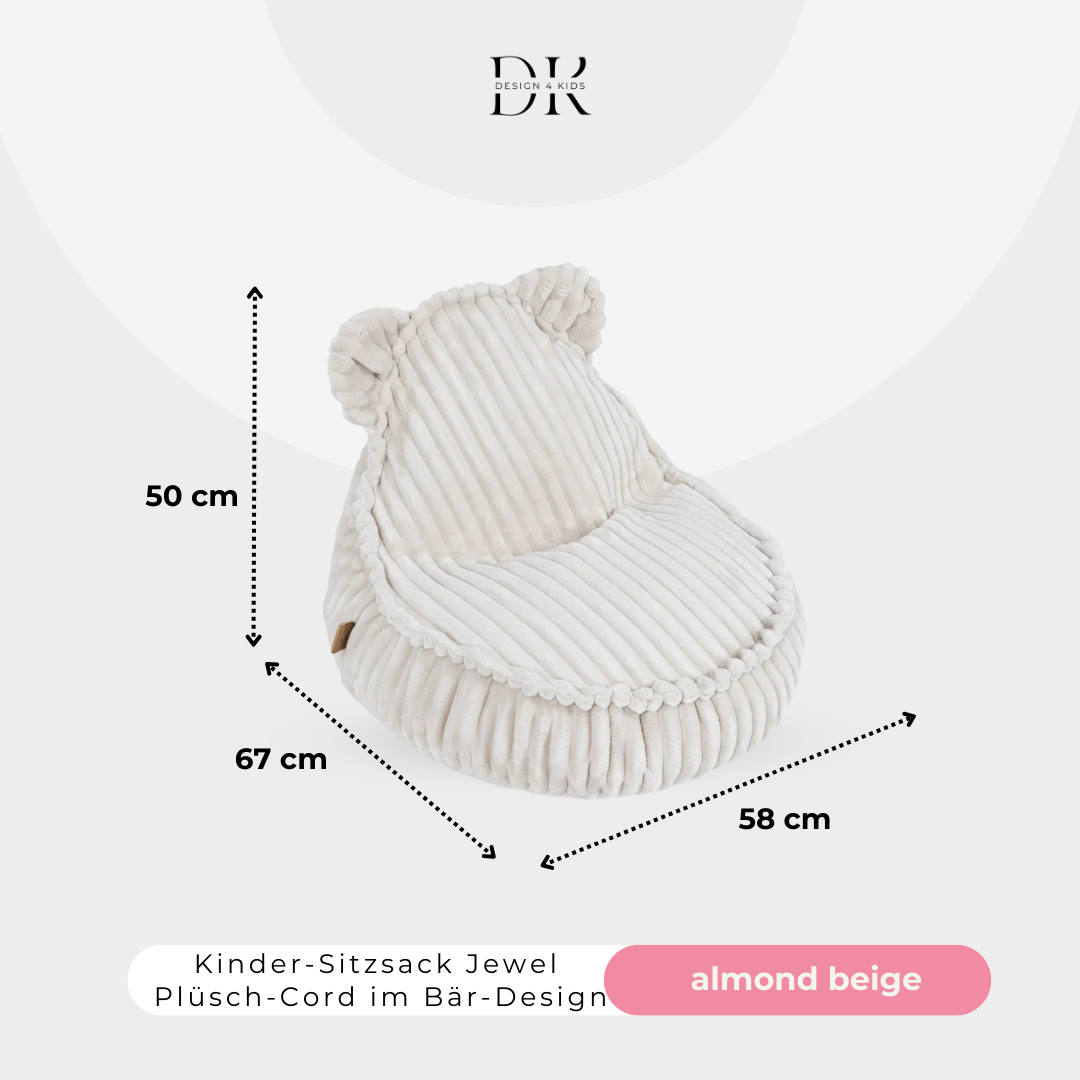 Design4Kids Kindersessel Jewel Plüsch-Cord im Bär-Design
