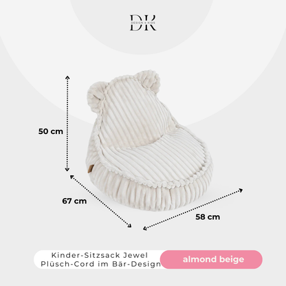 Design4Kids Kindersessel Jewel Plüsch-Cord im Bär-Design