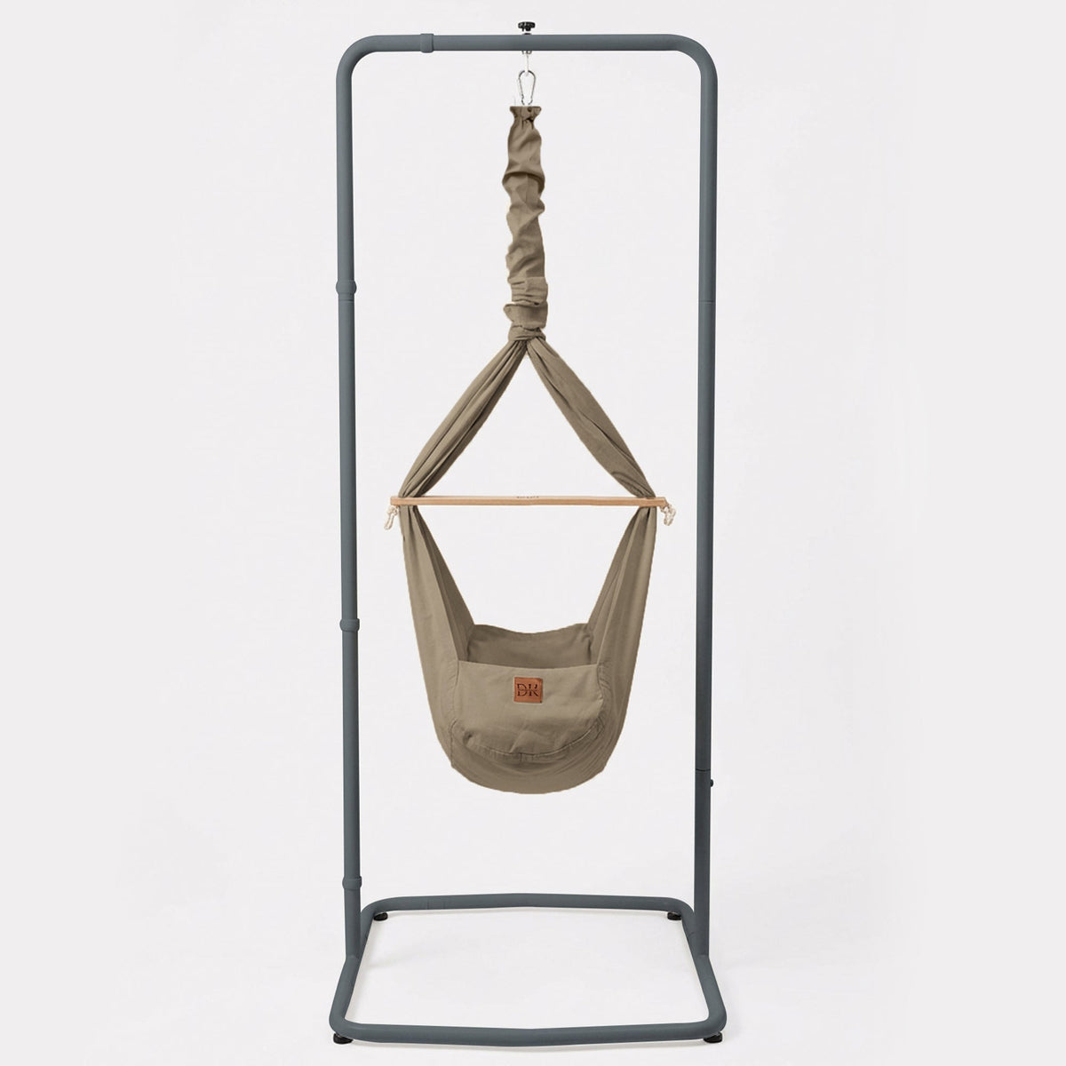 Design4Kids Federwiege Baby Classic, Bio-Baumwolle mit Komfort-Gestell – taupe / anthrazit