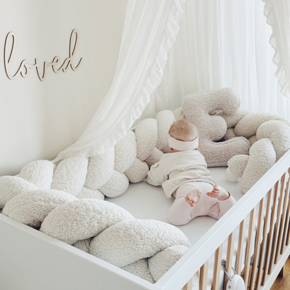 MeowBaby Braided Cot Bumper Bearly, 1.5 m - beige/cream