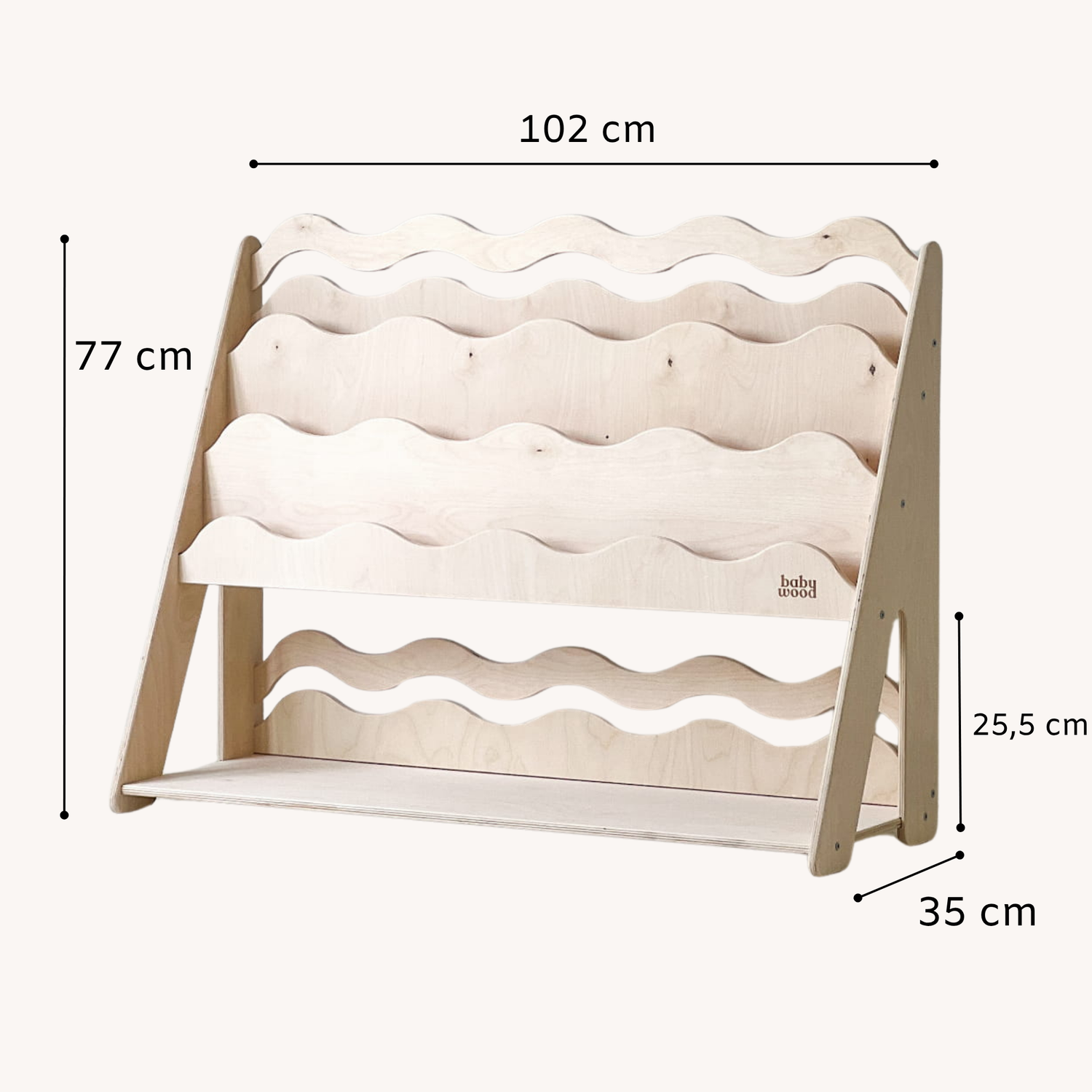 BabyWood Montessori 2-in-1 Regal für Bücher und Spielzeug WAVE