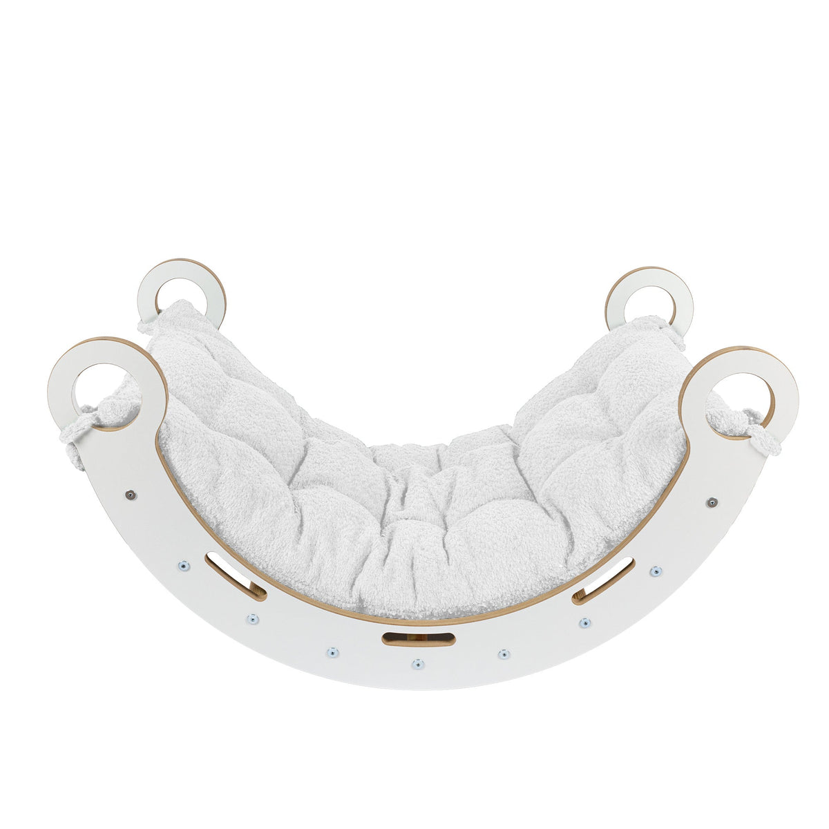 MeowBaby Balancewippe M Snug Rocker weiß inkl. Wippkissen Premium Bouclé