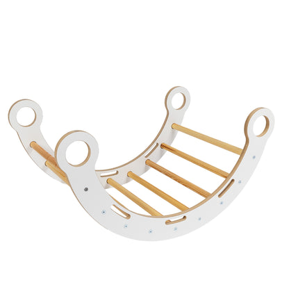MeowBaby Balancewippe M Snug Rocker weiß inkl. Wippkissen Premium Bouclé