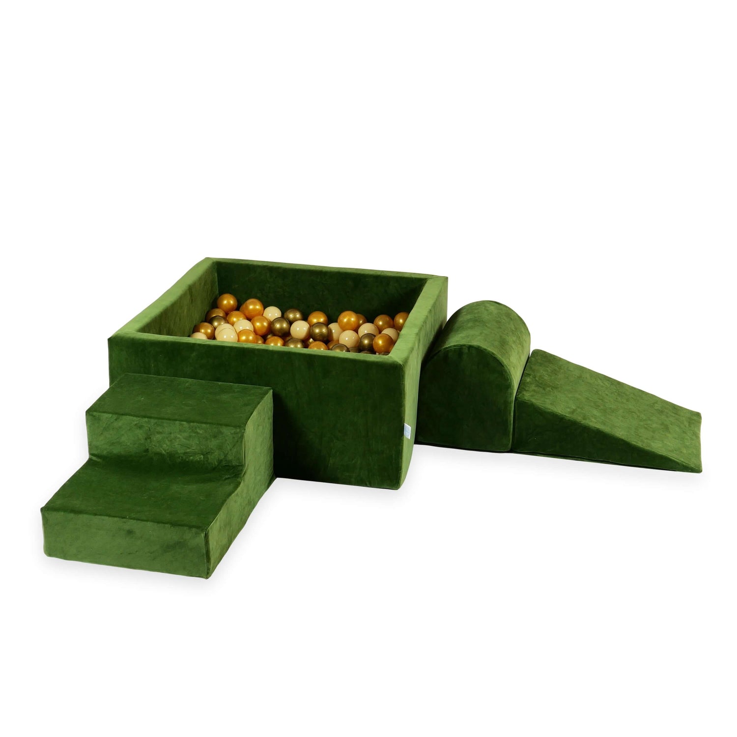 MiMii-Schaumspielset-B-llebad-eckig-VELVET-Soft-olive-mit-400-B-llen