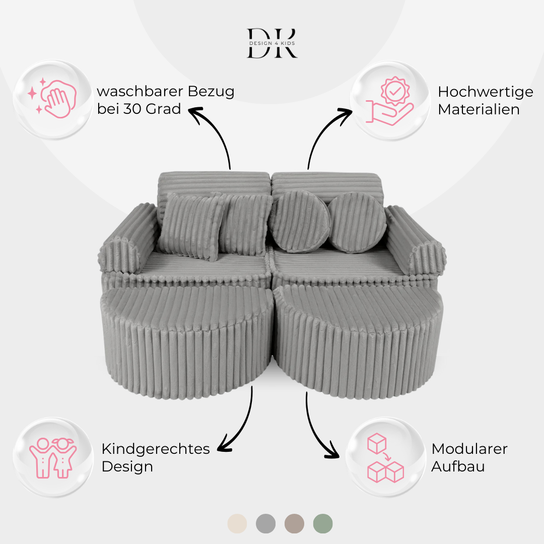 Design4Kids Mini Spielsofa Jewel Plüsch-Cord Max
