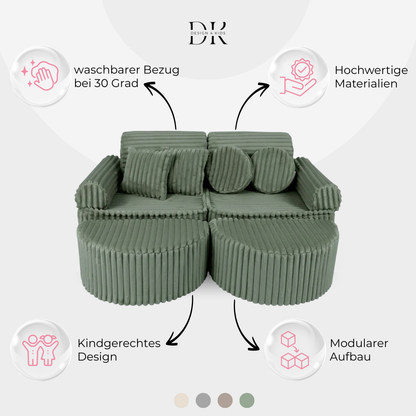 Design4Kids Mini Spielsofa Jewel Plüsch-Cord Max