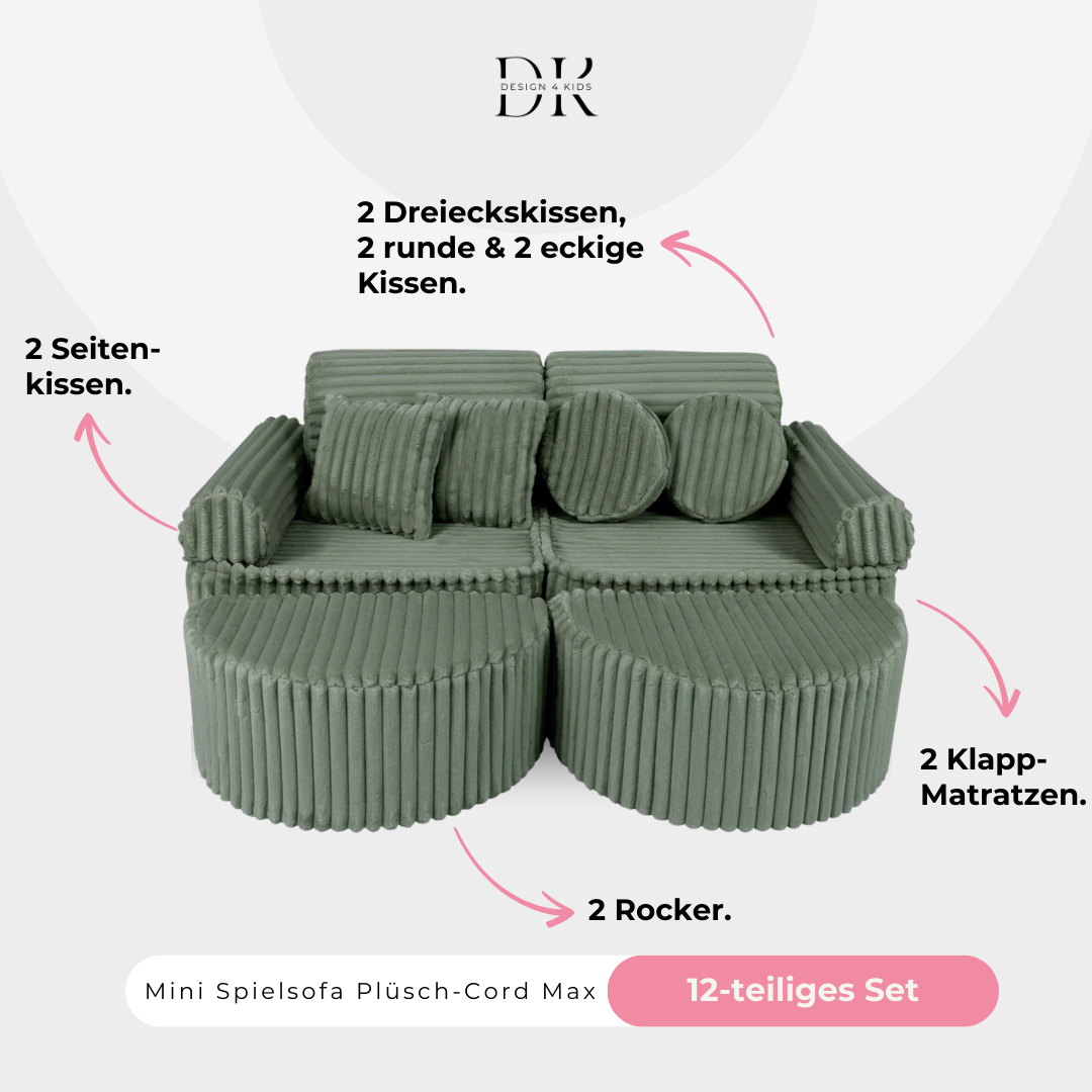 Design4Kids Mini Spielsofa Jewel Plüsch-Cord Max