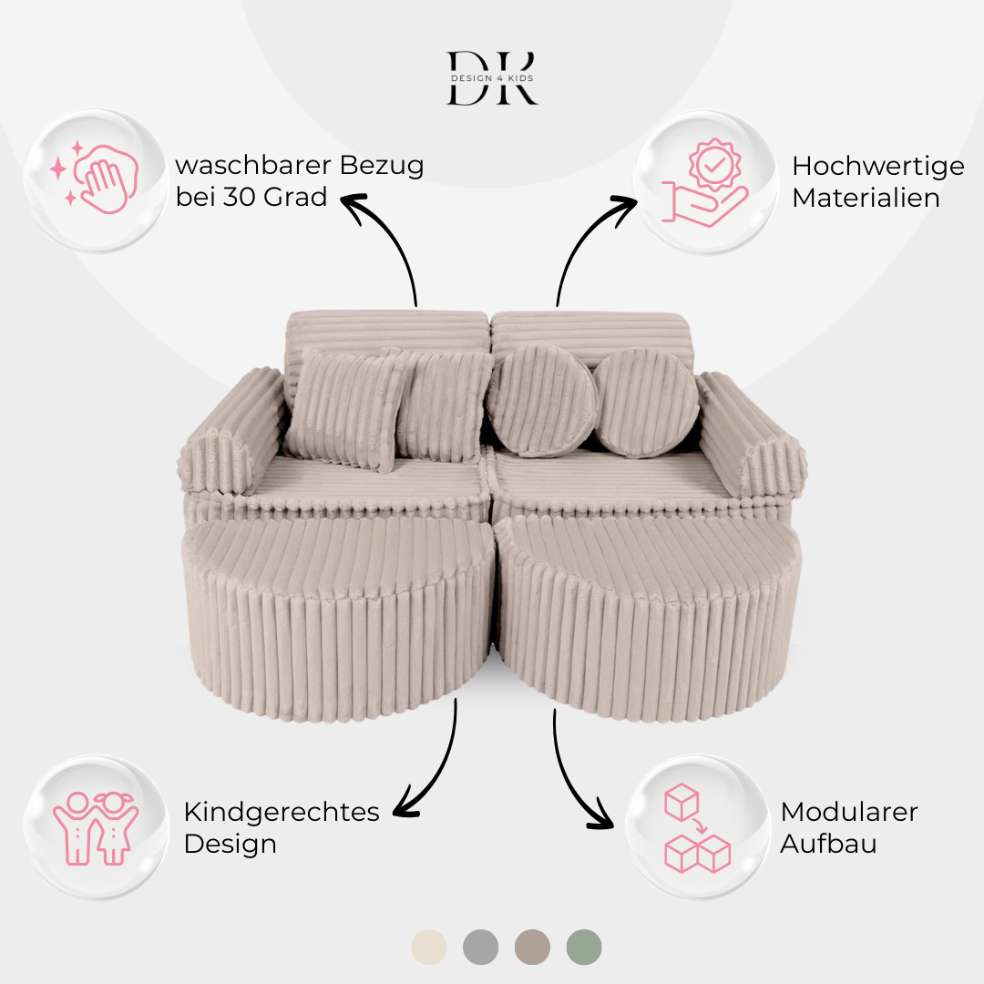 Design4Kids Mini Spielsofa Jewel Plüsch-Cord Max