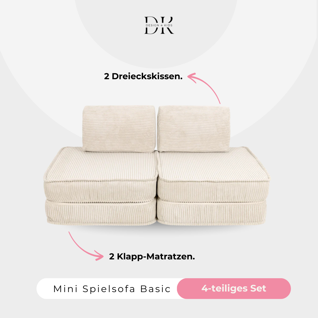 Design4Kids Mini Spielsofa Jewel Cord Basic Almond Beige