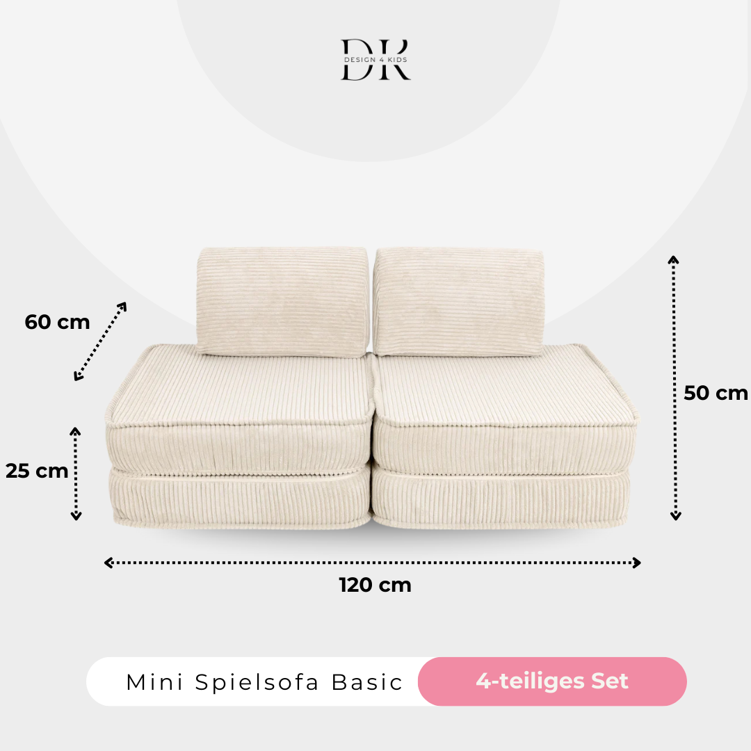 Design4Kids Mini Spielsofa Jewel Cord Basic Almond Beige