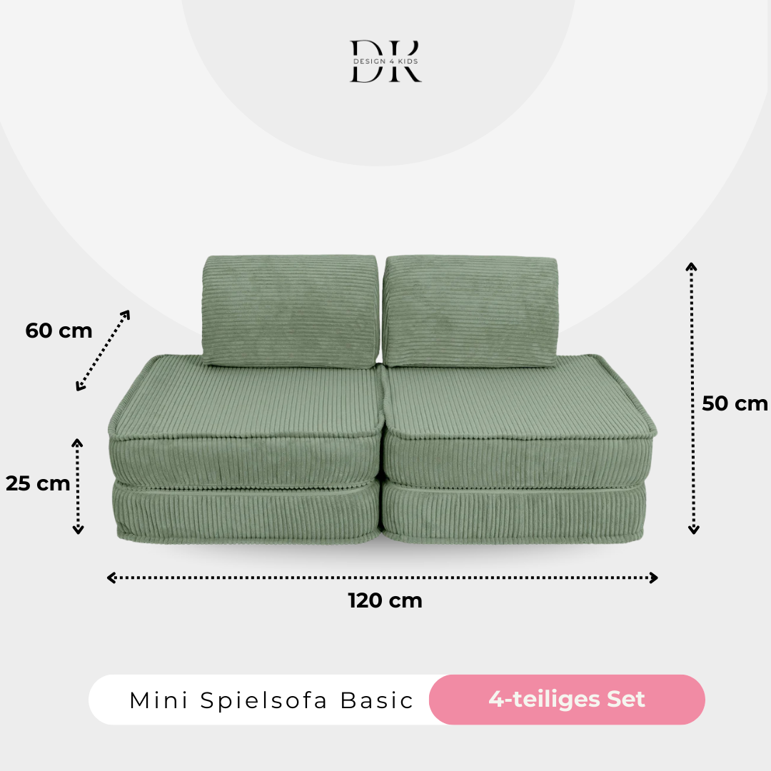 Design4Kids Mini Spielsofa Jewel Cord Basic Classic Olive