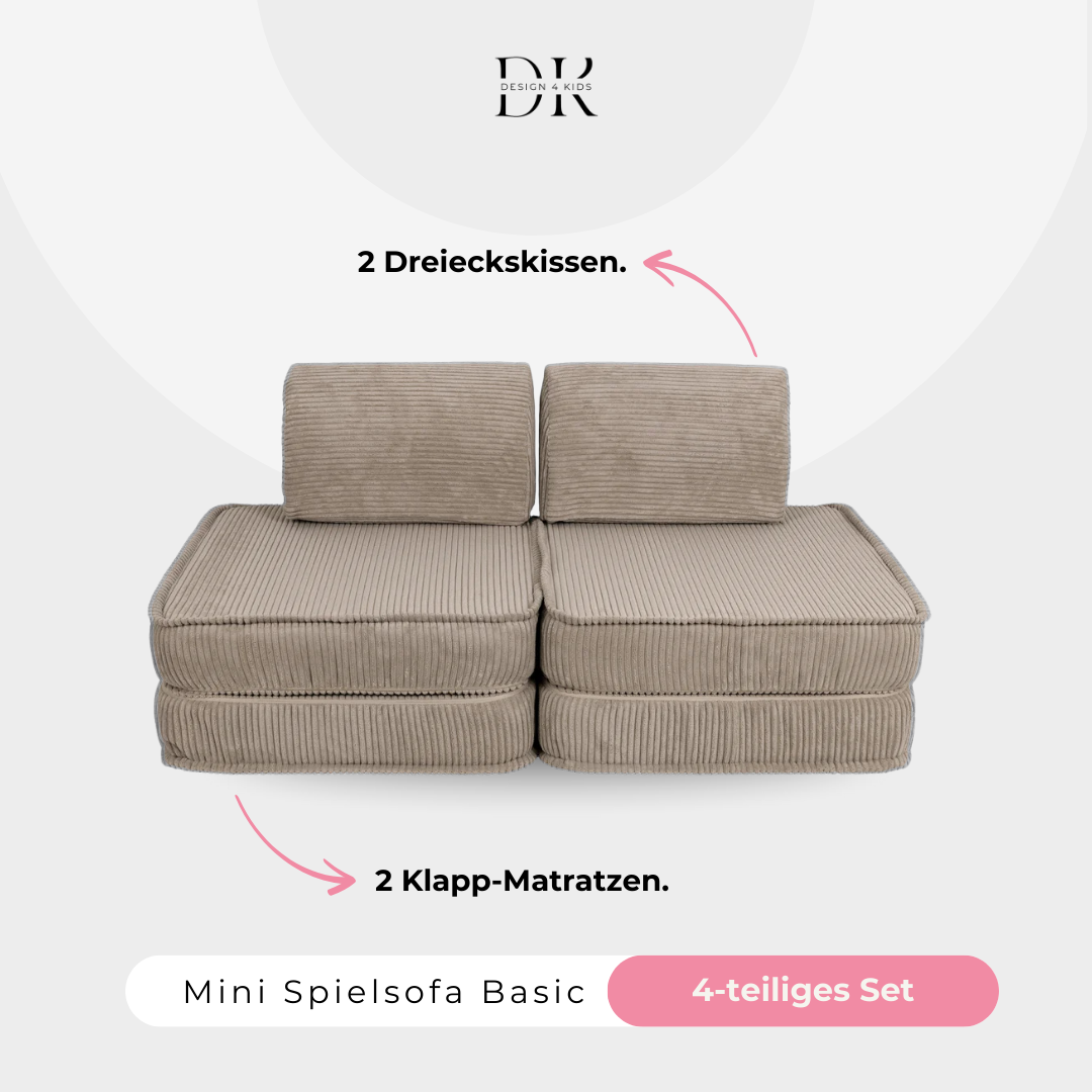 Design4Kids Mini Spielsofa Jewel Cord Basic Hazelnut Taupe