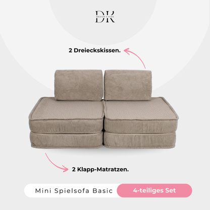 Design4Kids Mini Spielsofa Jewel Cord Basic Hazelnut Taupe