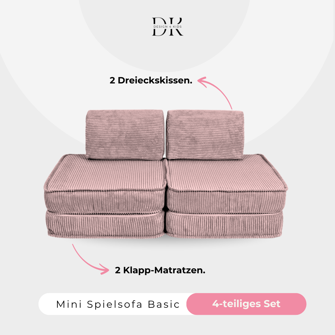 Design4Kids Mini Spielsofa Jewel Cord Basic Powder Rose